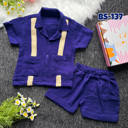Boys Summer Shirt & Half Pant Set-BS-136