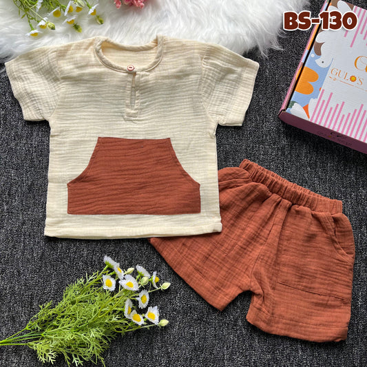 Boys Summer Katua Shirt & Half Pant Set-BS-129