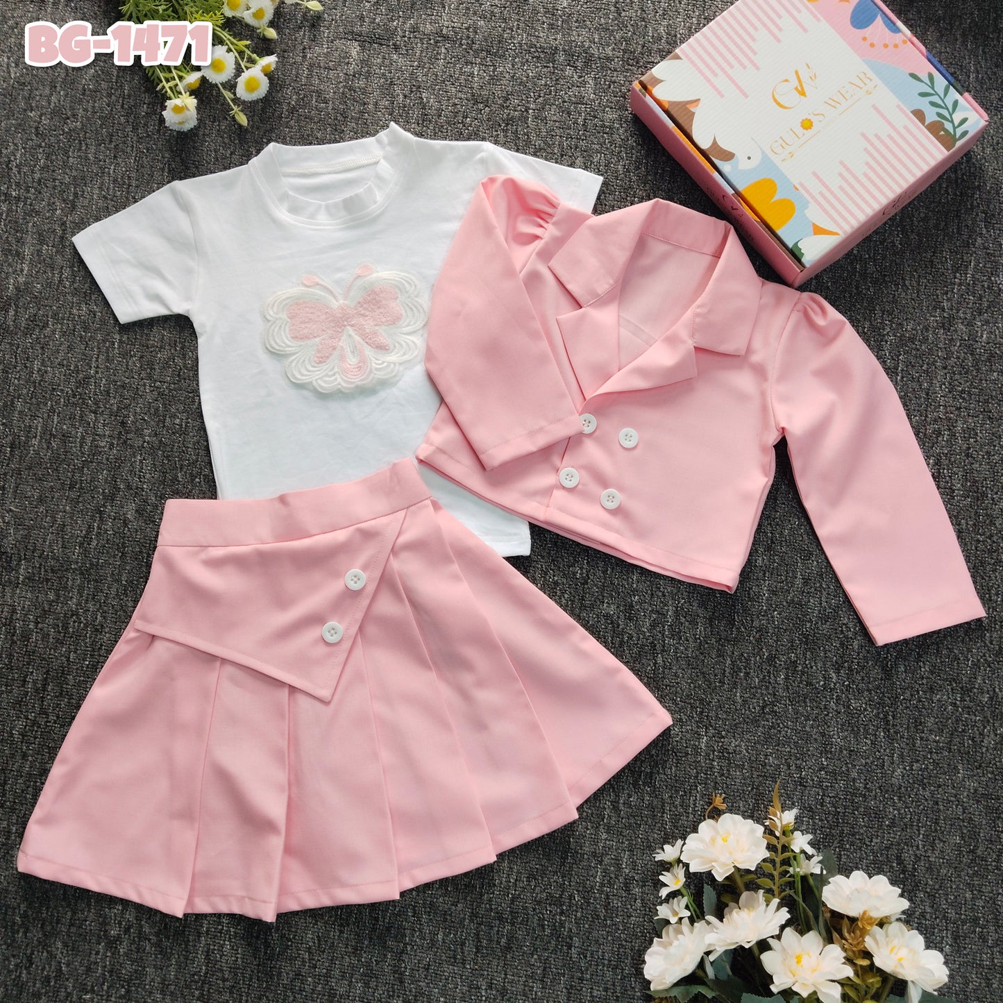 Baby Girl Tops- T-Shirt & Skirt Set-code-1471