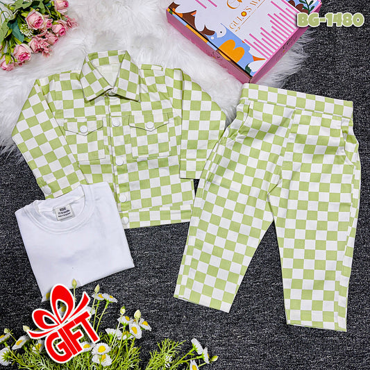 Baby Jacket T-Shirt & Pants Set-code-1480