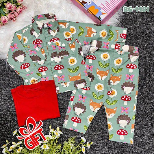 Baby Jacket T-Shirt & Pants Set-code-1481